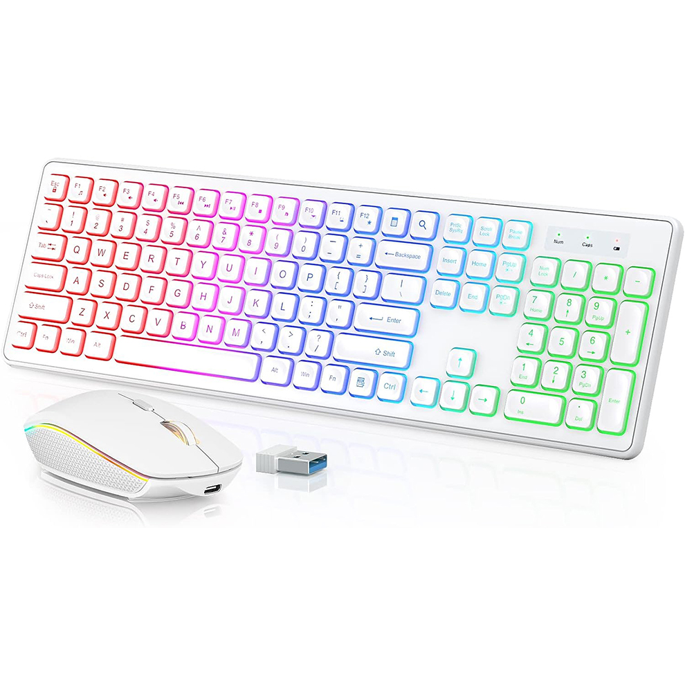 Gaming Keyboard Bluetooth - Teclado e mouse sem fio retroiluminados,