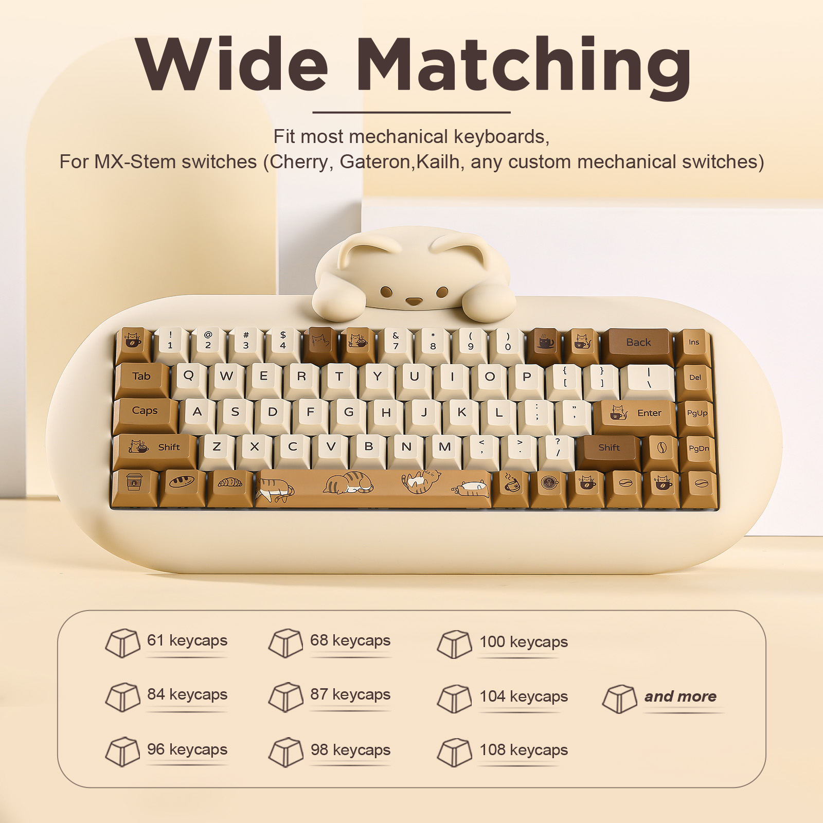 Teclas PBT YUNZII Coffee Cat,  - Gaming Keyboard Bundle avaliação e preço